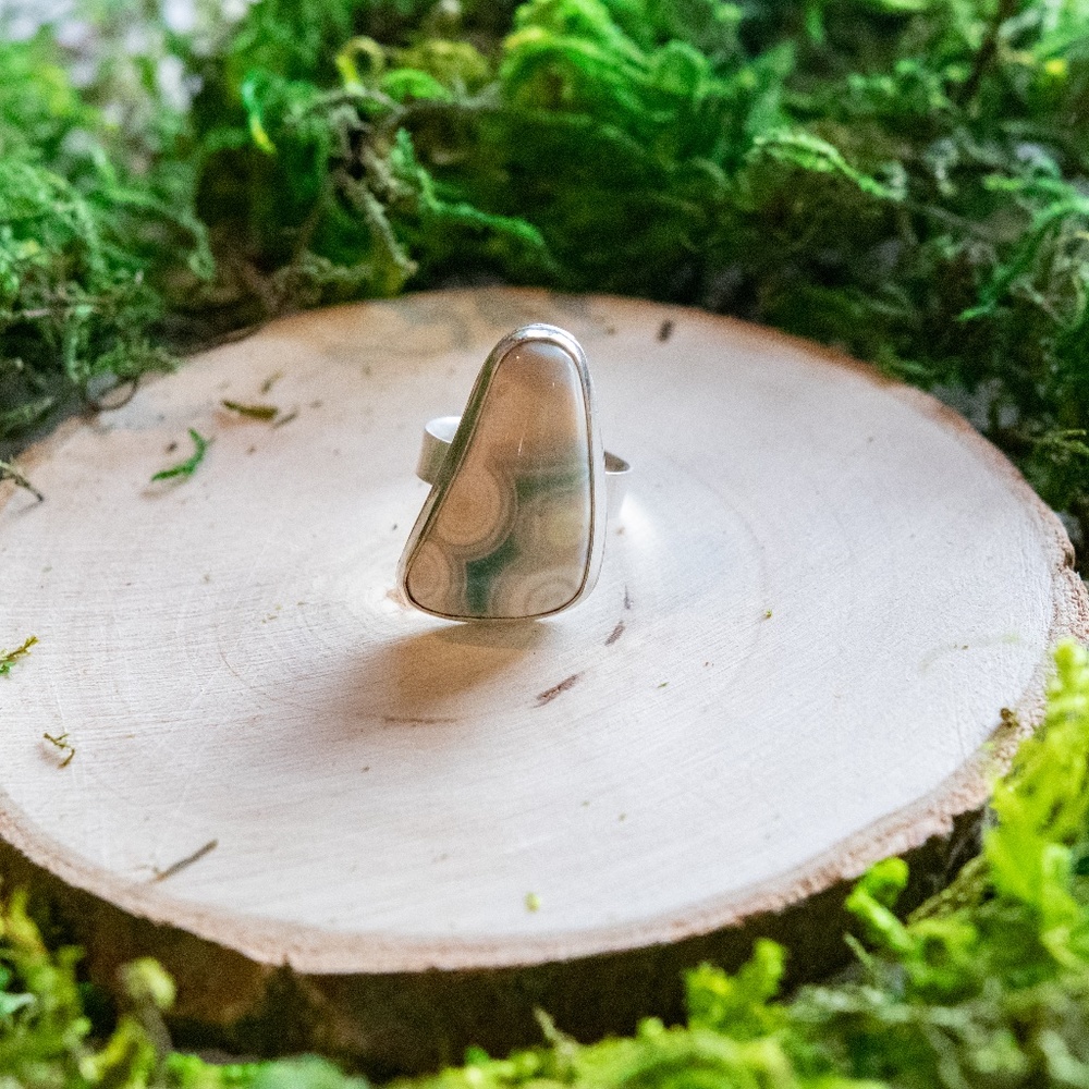 Freeform Ocean Jasper Gemstone Silver Ring